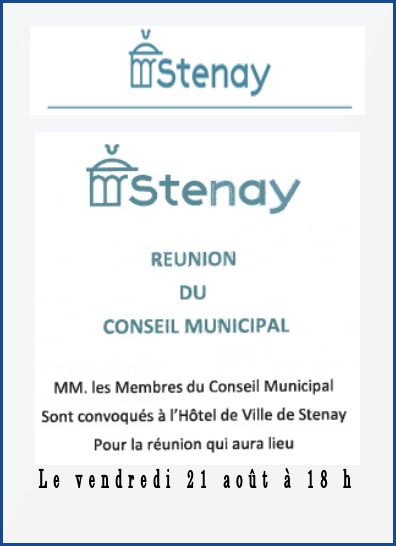 Convocation pour réunion du conseil municipal le vendredi 21 août à 18 h